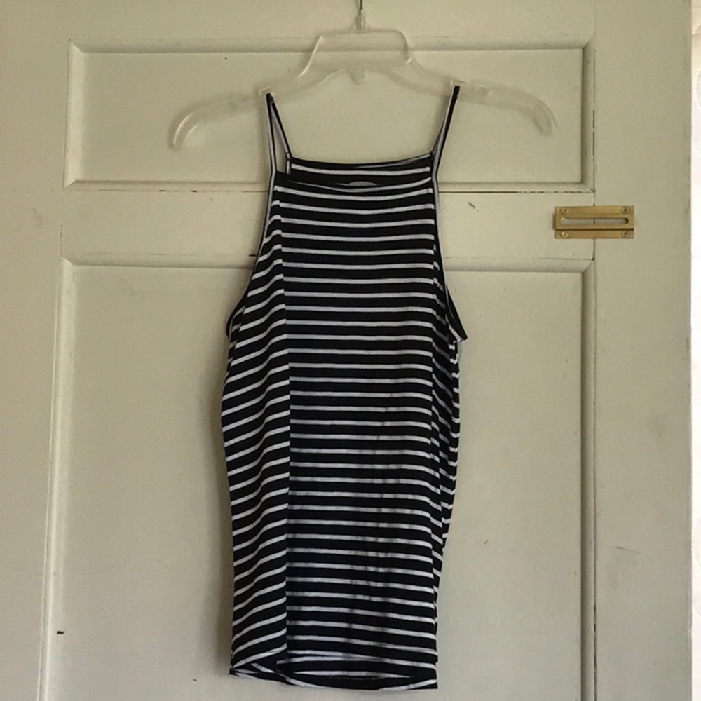 Black and white striped tank